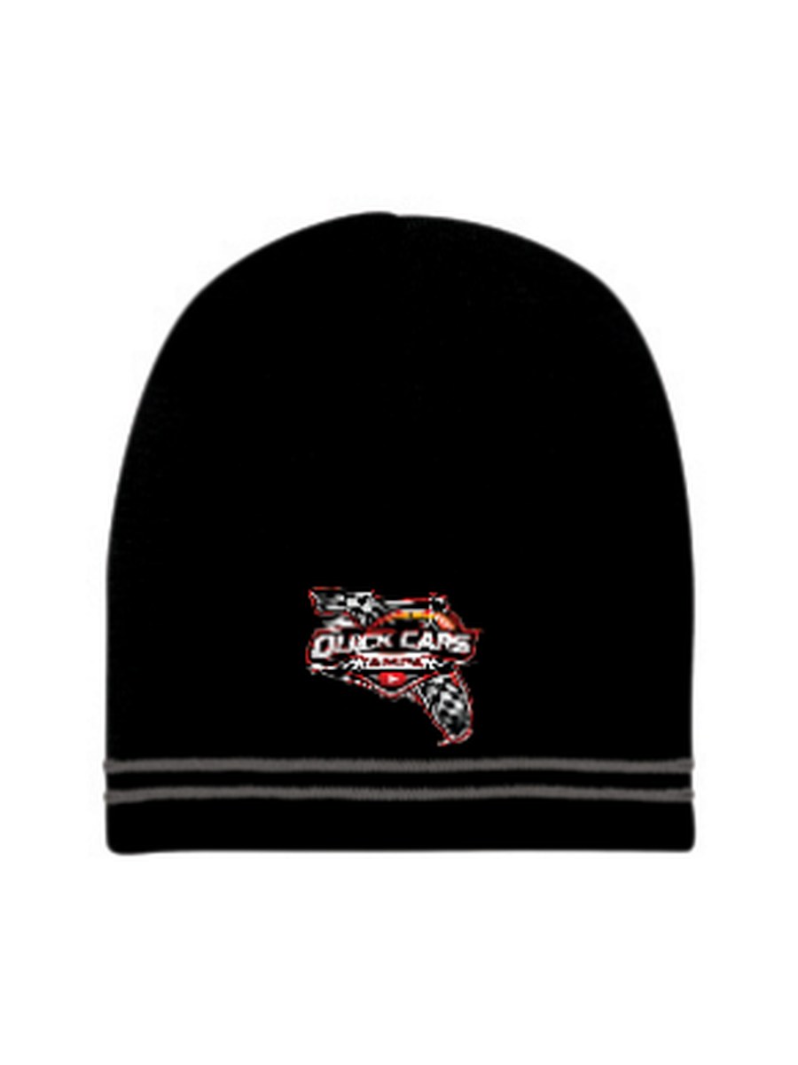 Black Quick Cars Tampa beanie with a striped cuff