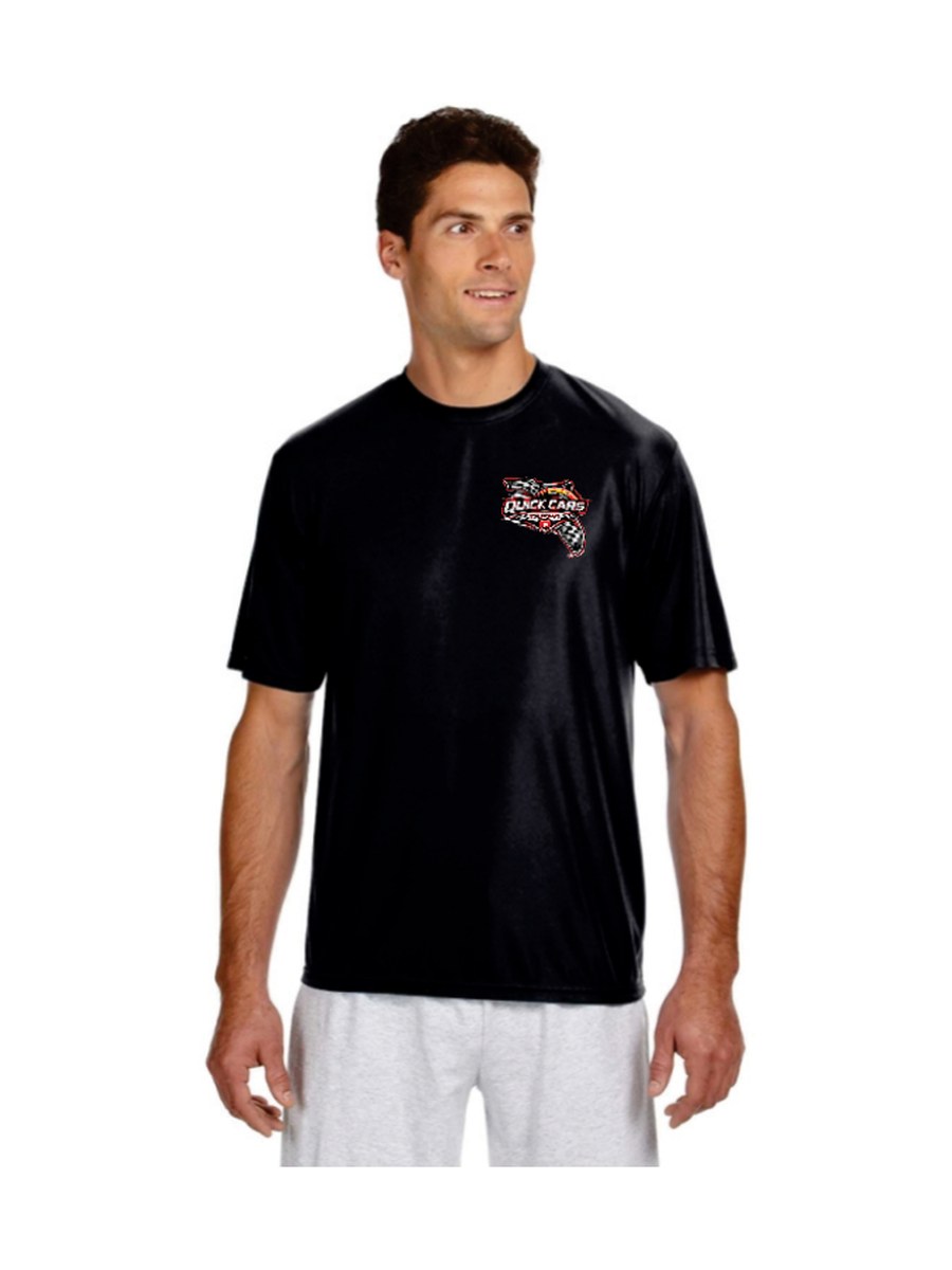 Black Quick Cars Tampa t-shirt with a left-chest logo